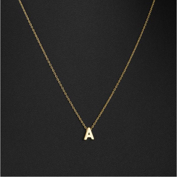 Women s Charm Gold A Z Letter Pendant Necklace Geometry Small