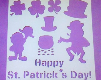St. Patrick's Day Theme Stencil Set, On White Poster Board, Painting, Crafts, Wall Decor, Posters, Signs