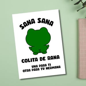 Carte de guérison espagnole drôle Sana Sana Colita de Rana humour carte bien-être pour ami famille collègue espagnol langue téléchargement numérique