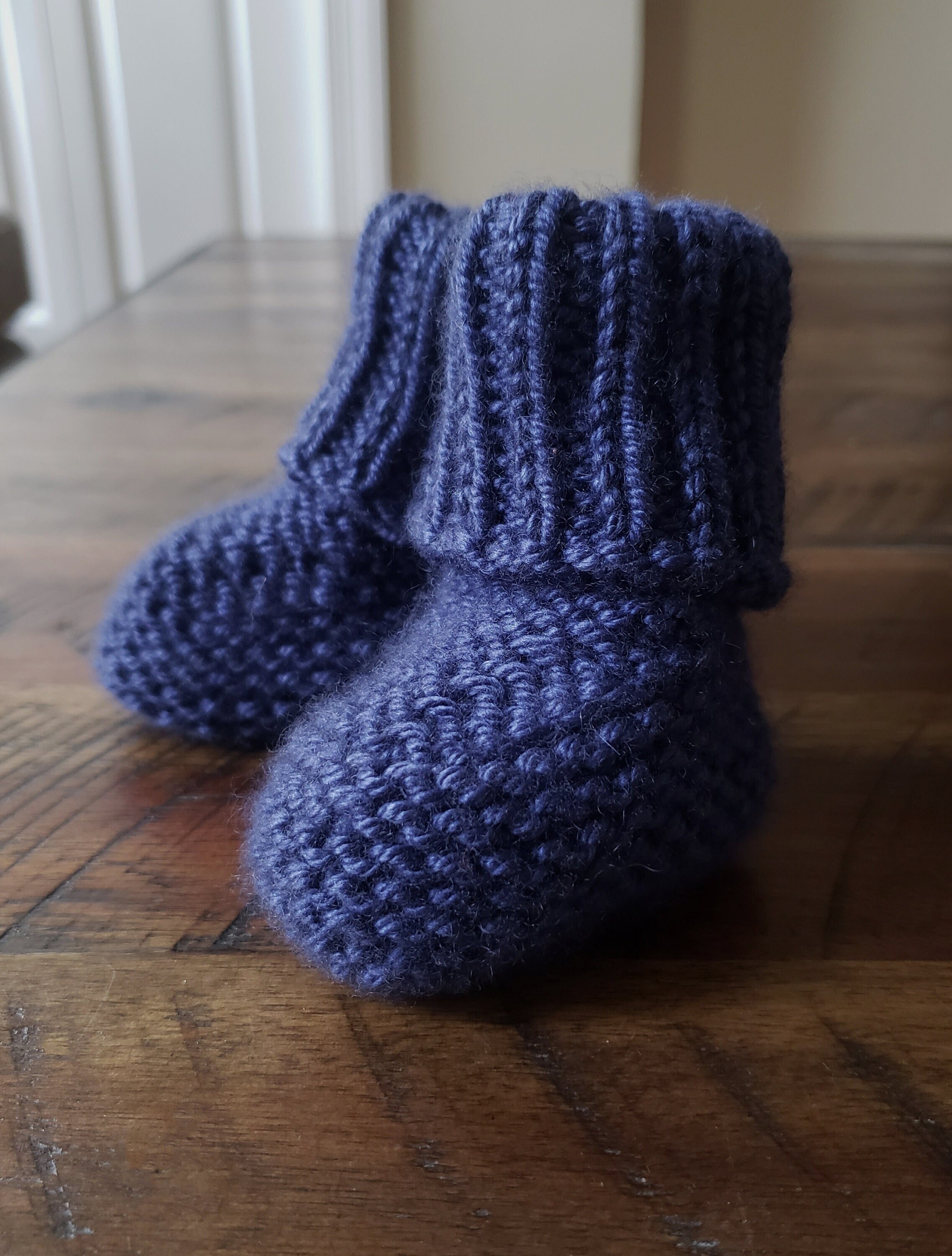 navy baby booties