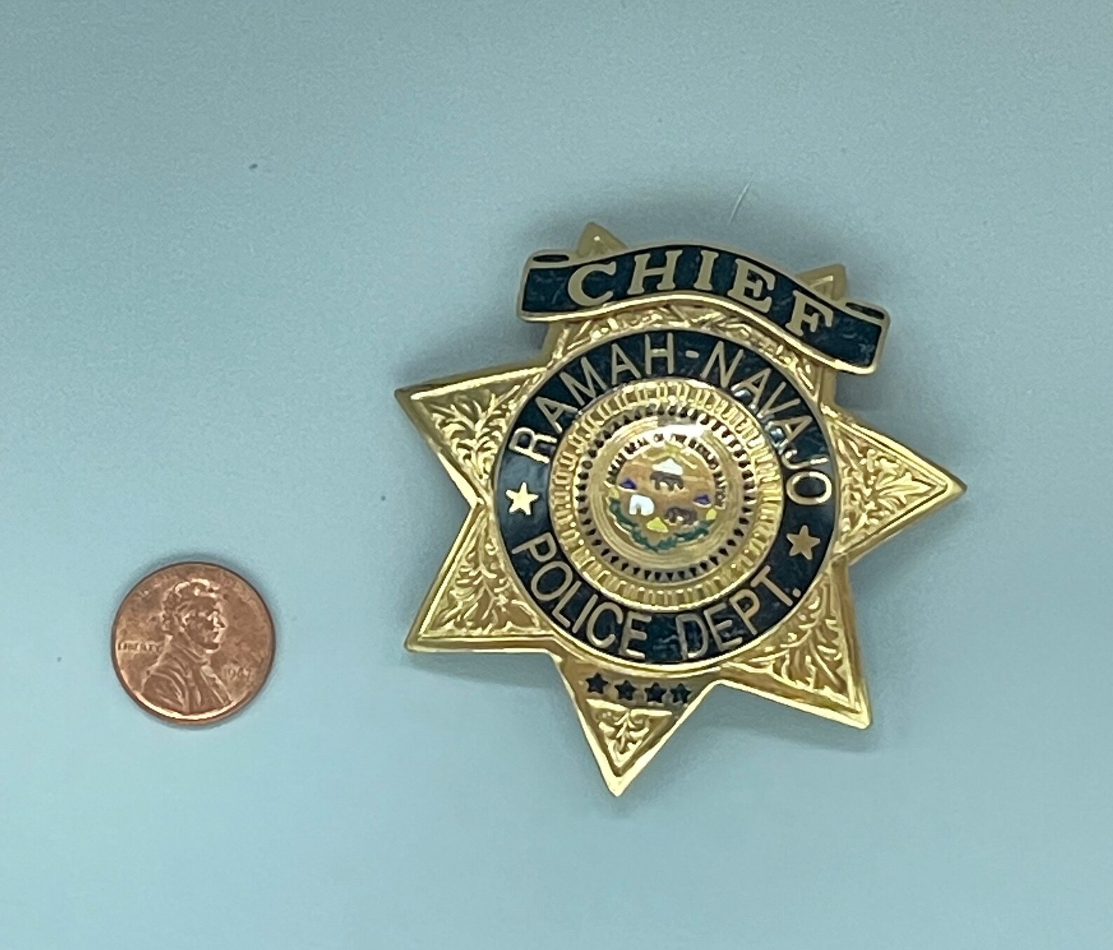 Collectible Vintage Obsolete Ramahnavajo Chief Police Badge Etsy