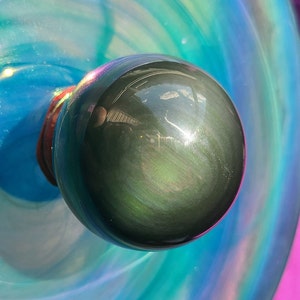 Rainbow Sheen Obsidian Sphere | High Quality | Green Sheen Obsidian Sphere | 116g