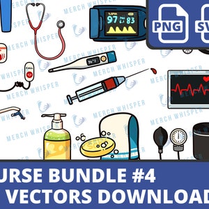 May include: A set of 15 vector illustrations of medical equipment and supplies, including a stethoscope, thermometer, syringe, IV bag, blood pressure cuff, and more. The illustrations are in a cartoon style and are perfect for use in medical-themed designs.