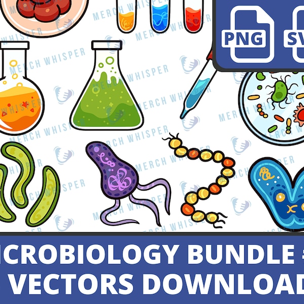 Microbiology SVG Bundle For Shirts // Microbiologist PNG Sublimation Files // Science Clipart Commercial Use