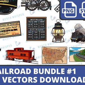 Railroad SVG Bundle For Shirts // Train PNG Sublimation Files // Locomotive Clipart Commercial Use