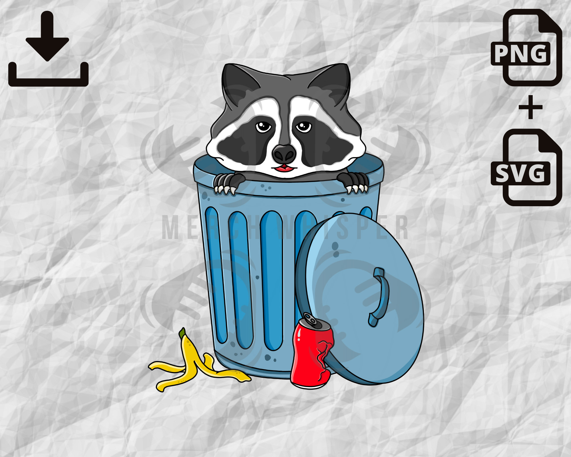 Raccoon SVG, Trash Panda PNG, Animal Illustration Prints, Racoon