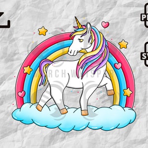 Magical Unicorn SVG, Rainbow PNG Download, Mystical Animal, Kids Clipart And Digital Paper, Sublimation Design Shirt, Commercial Use License