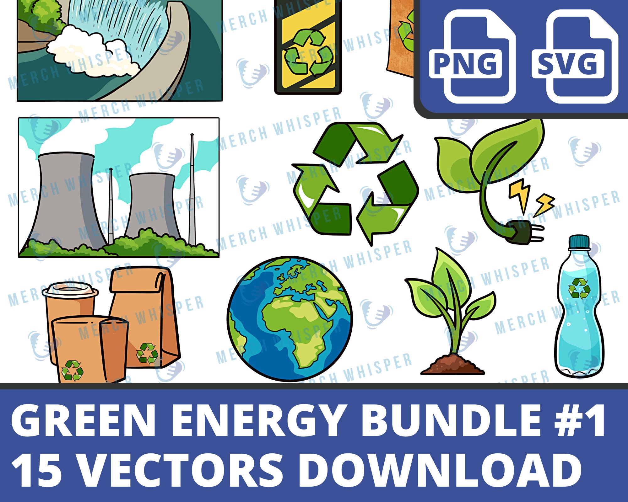 Renewable SVG Bundle For Shirts // Sustainability PNG Sublimation Files // Ecology Clipart Commercial Use