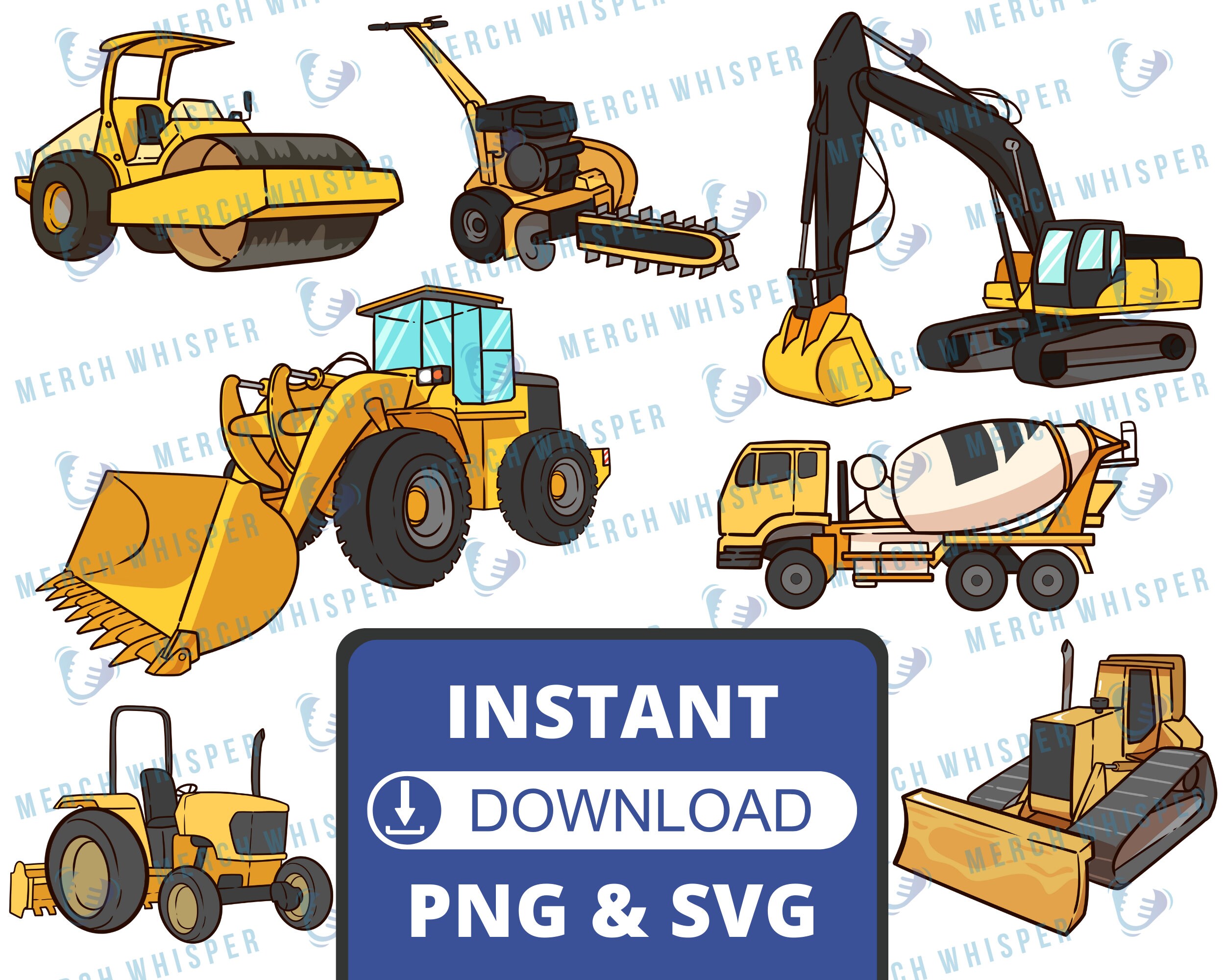 Construction SVG Bundle for Shirts // Excavator PNG Sublimation Files ...