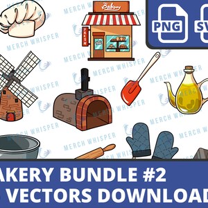 Baking SVG Bundle For Shirts // Pastry PNG Sublimation Files // Bakery Clipart Commercial Use