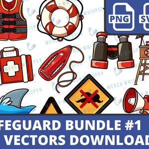Lifeguard SVG Bundle For Shirts // Baywatch PNG Sublimation Files // Lifesaver Clipart Commercial Use