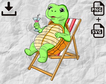Süße Meeresschildkröte SVG Datei, Strandkorb PNG, Tierdrucke für Cricut, kommerzielle Nutzung Designs, Kinder Sublimation Shirts, Sofortiger Download Kunst