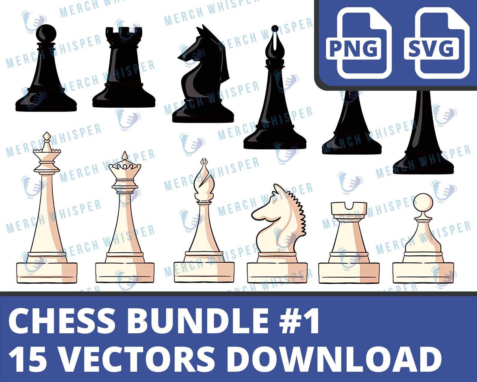 15 Chess Pieces SVG Files, Chess Tournament Clipart Bundle PNG Download ...