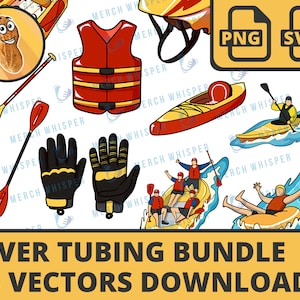 River Tubing SVG Bundle For Shirts // Rafting PNG Sublimation Files // Whitewater Clipart Commercial Use