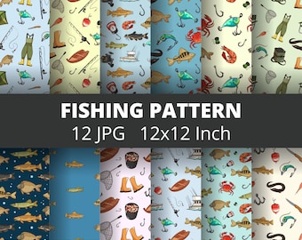 Fish Pattern Bundle // Fishing Tumbler Sublimation Designs // Angler Digital Paper