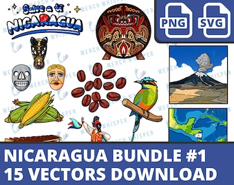 Nicaragua Pride SVG Bundle For Shirts // Central America PNG Sublimation Files // Caribbean Clipart Commercial Use