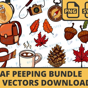 Leaf Peeping SVG Bundle For Shirts // Fall Leaves PNG Sublimation Files // Autumn Clipart Commercial Use