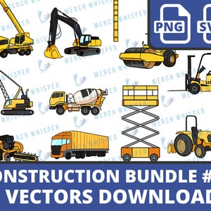 Bau SVG Bundle für Shirts // Bagger PNG Sublimationsdateien // Bulldozer Clipart kommerzielle Nutzung
