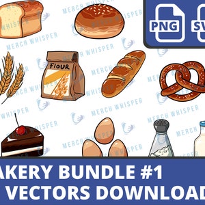 Bakery SVG Bundle For Shirts // Patisserie PNG Sublimation Files // Cake Shop Clipart Commercial Use