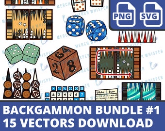 Backgammon SVG Bundle For Shirts // Board Game PNG Sublimation Files // Strategy Game Clipart Commercial Use