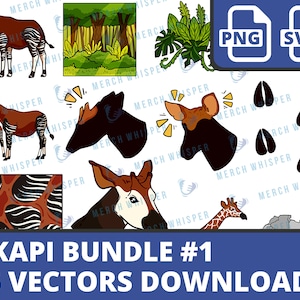 Okapi SVG Bundle For Shirts // Giraffe PNG Sublimation Files // Kongo Clipart Commercial Use