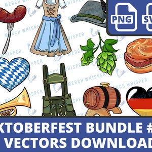 15 German Oktoberfest Clipart Bundle, Octoberfest SVG, Bavarian Dirndl Costume PNG, Lederhosen Sublimation Designs Downloads, Beer Day Shirt