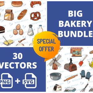 Big Patisserie SVG Bundle For Shirts // Bakery PNG Sublimation Files // Cake Baking Clipart Commercial Use