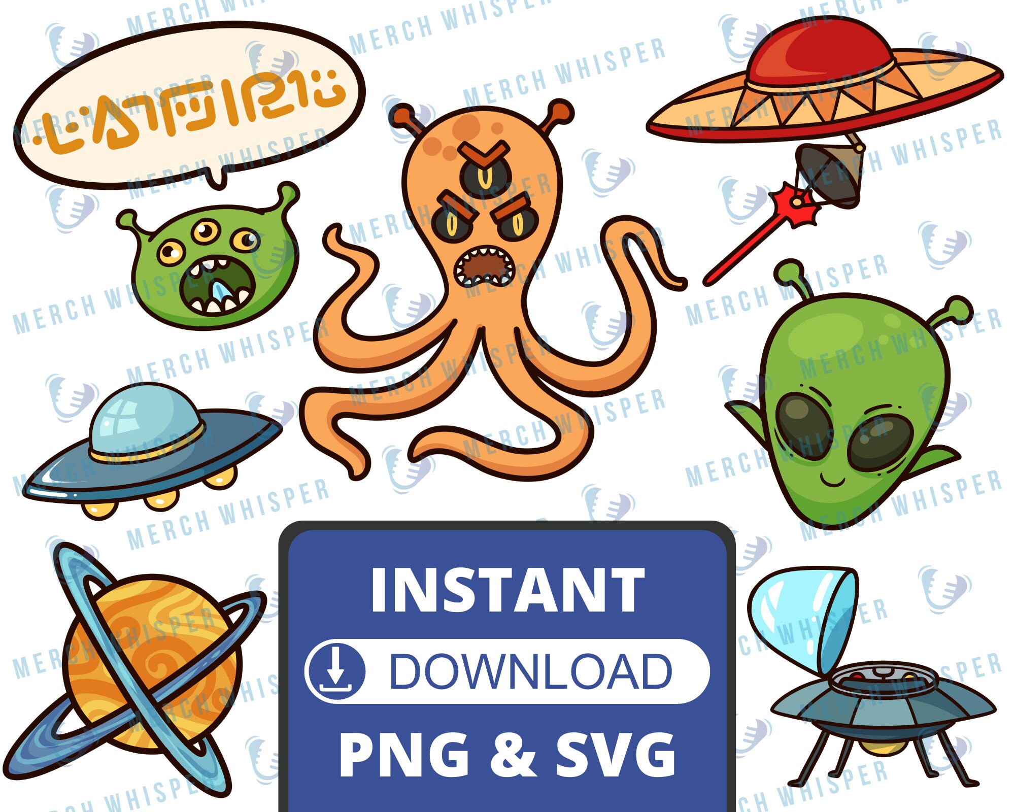 Alien SVG Bundle for Shirts // UFO PNG Sublimation Files ...