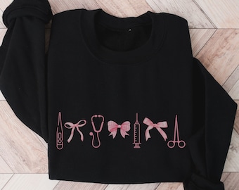 Coquette RN Sweatshirt, ER Nurse Sweatshirt, Minimalist Medical Crewneck, Doctor Sweatshirt, Graduation Gift for Future Nurse Practitioner