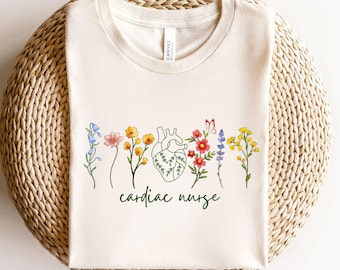 Cardiac Nurse Shirt for Work, Floral Cardiology Shirt, Cardiac Intensive Care Unit, Cardiac ICU Nurse tshirt, Future CICU Nurse Grad Gift