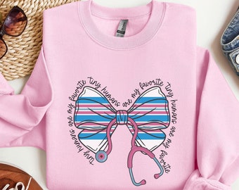 Mother Baby Nurse Sweatshirt, Baby Blanket Nurse Crewneck, Postpartum Nurse Sweater, Maternity Nurse Grad Gift, Stethoscope Bow Sweatshirt