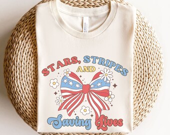 4th of July Nurse Shirt for Work, ER Nurse July 4th Shirt, Retro Fourth of July Nurse tshirt, Patriotic Nurse Shirt, Nursing Student Gift