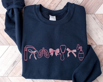 Coquette Respiratory Therapist Sweatshirt, Girly RT Sweatshirt, Pediatric RT Crewneck, Respiratory Therapy Graduation Gift for Future RRT