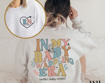 Mother Baby Nurse Sweatshirt for MBU Nurse, Postpartum RN Crewneck, Retro Baby Nurse Sweater, Grad Gift for Nursery Nurse, Maternity RN tee