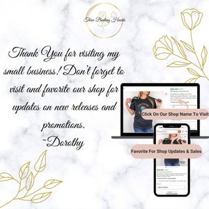 May include: A screen shot of an Etsy shop listing for a gray t-shirt with the text "CAFFEINE" printed on it. The text "Click On Our Shop Name To Visit" is also visible on the screen. The shop name is "Three Beating Hearts".