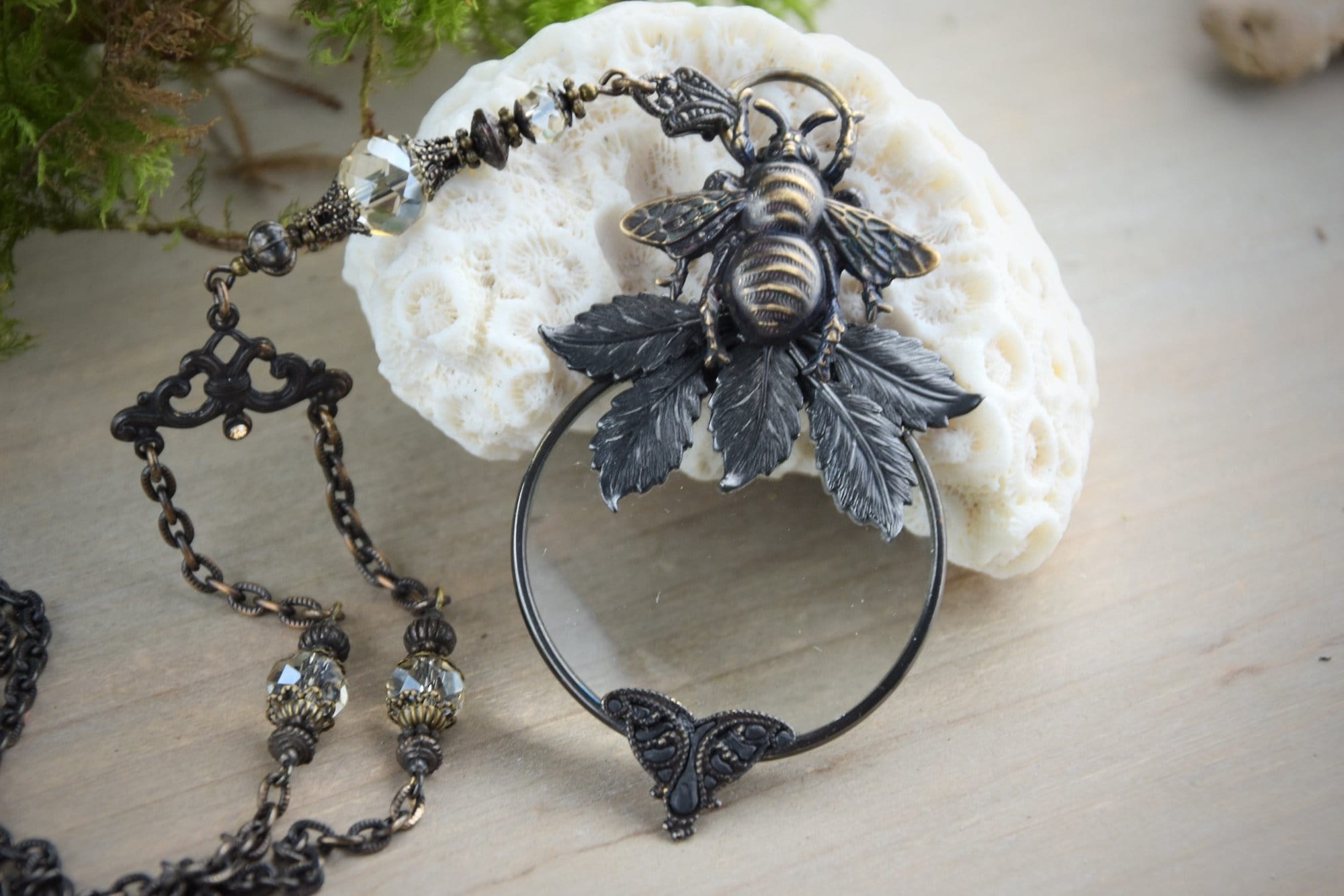 Magnifying Glass Pendant Necklace, Gothic Steampunk