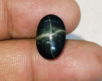 Cabujón ovalado de zafiro estrella negro - Piedra preciosa suelta de 8 quilates