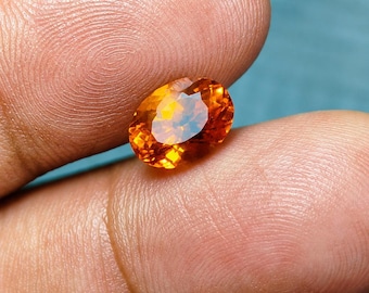 Anillo de joyería con piedra preciosa de zafiro naranja facetada de calidad AAA, forma ovalada, piedra suelta, joyería personalizada.