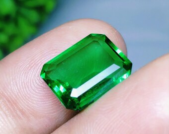 Piedra preciosa esmeralda de corte esmeralda cultivada en laboratorio para la fabricación de joyas