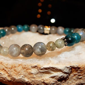 Bracelet Apatite - Labradorite - Fleurs