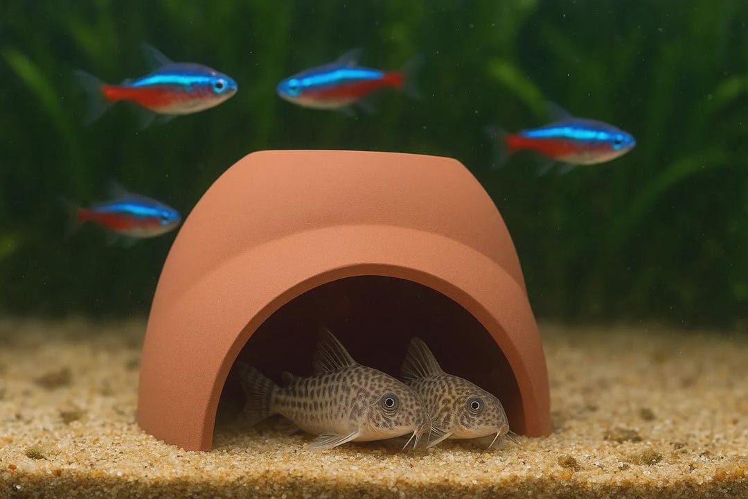 Aquarium Under Gravel Hide - Safe Shelter for Cory's, Shrimps, Bottom ...
