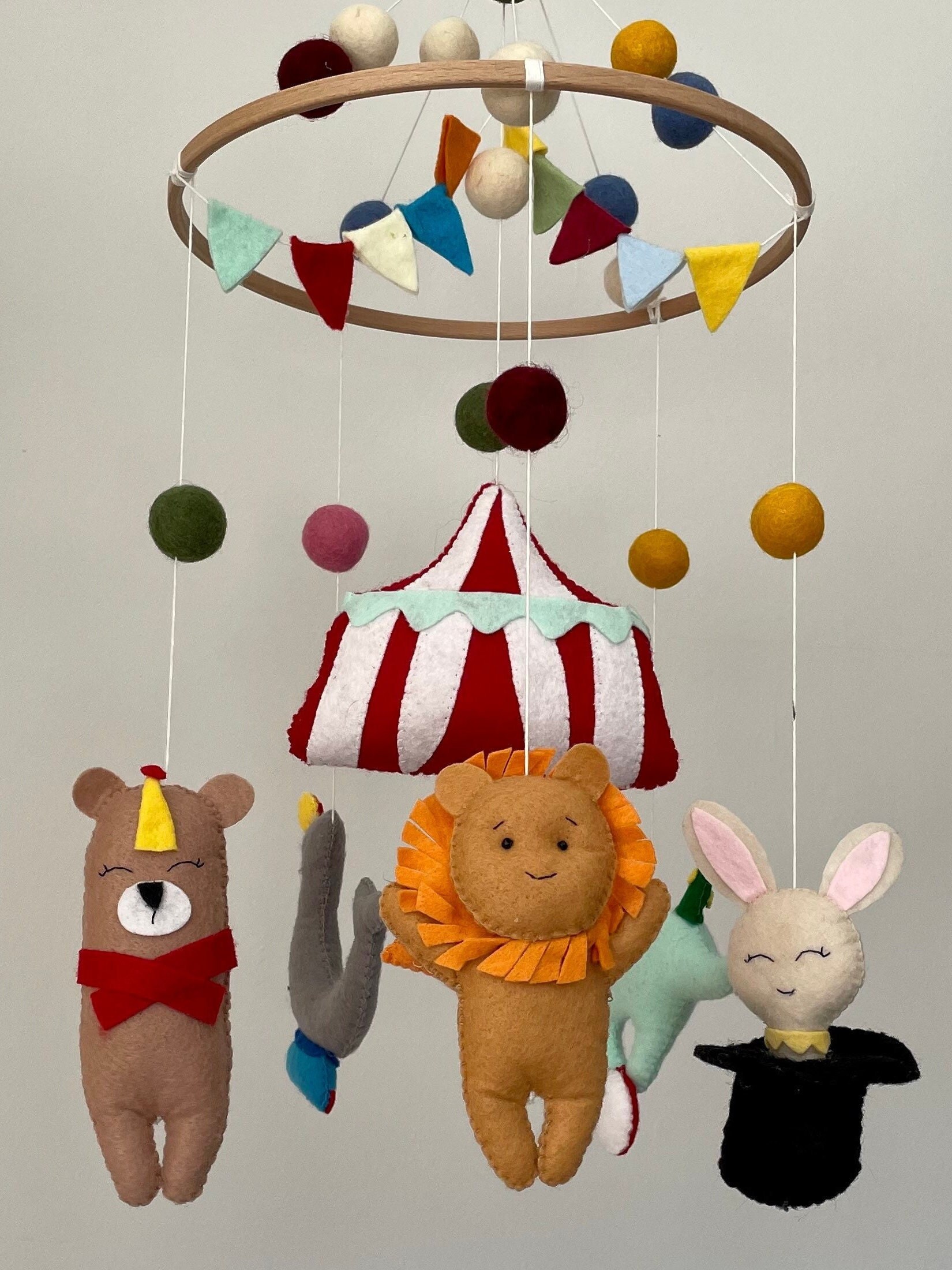 Baby Mobile Circus Elephant Seal Crib Mobile Lion Rabbit Cot Etsy