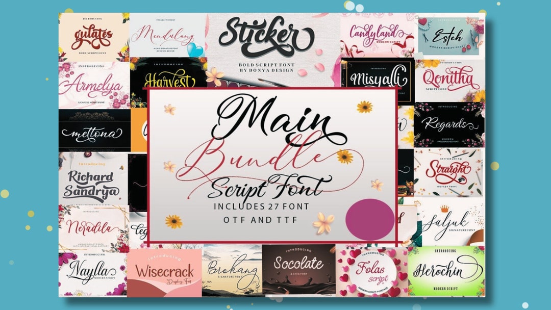 Main Script Font Bundle Instant Digital Download procreate Prints ...