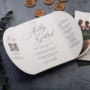 Foldable Wedding Invitation with Photo & QR Code – Elegant Modern Wedding Invite Set with RSVP Details