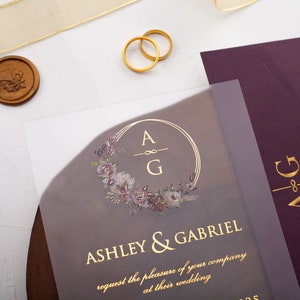Gold Foil Printed Acrylic Wedding Invitation with Black Envelope, Eleg –  World of Wedding Co.