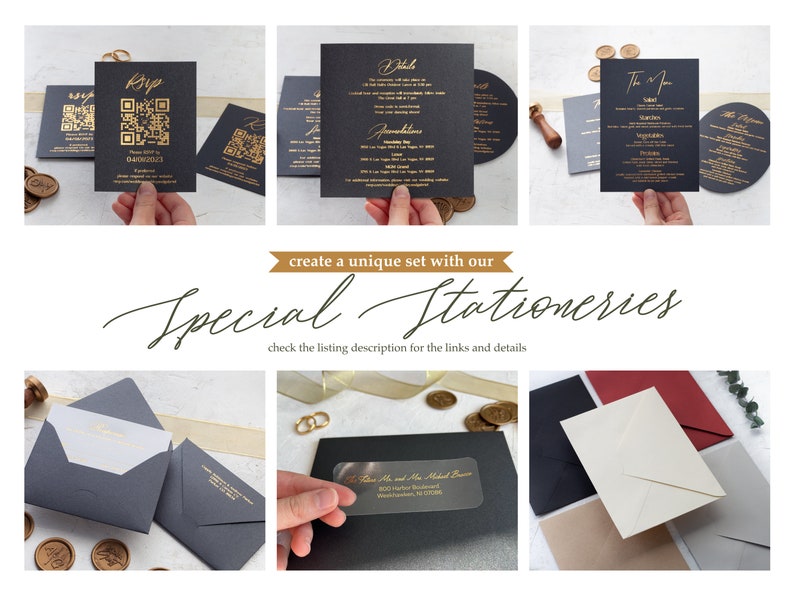 Black and Gold Acrylic Wedding Invitation, Elegant Foil Printed and Personalized Wedding Invite, Gold Foil Printed Acrylic Wedding Invite Bild 5