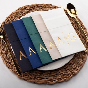 Personalized Pocket Napkins, Soft Linen Like Napkins Disposable, Dinner Napkins, Foil Printed Wedding Napkins with Pocket image 7