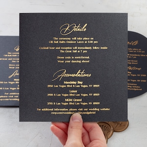Carte d'informations sur le mariage, Cartes d'informations sur le mariage, Cartes d'accompagnement, Cartes d'invitation à insérer dans une feuille d'argent
