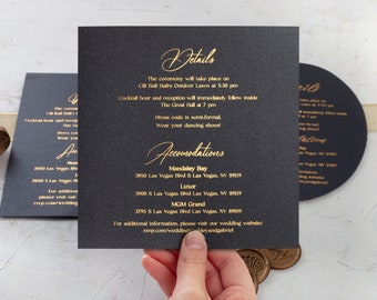 Details Card for Wedding, Gold, Silver Foil Printed Details Cards, Wedding Information Card, Enclosure Card, Invitation Insert Card