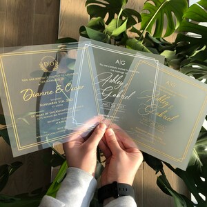 Acrylic Wedding Invitation, Sage Green and Gold Foil, Green Wedding Invites, Premium Acrylic Wedding Cards, Gold Foil Wedding Invitations image 5